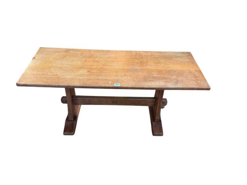 Alan 'Acornman' Grainger rectangular oak coffee table, 46cm by 107cm by 43cm.