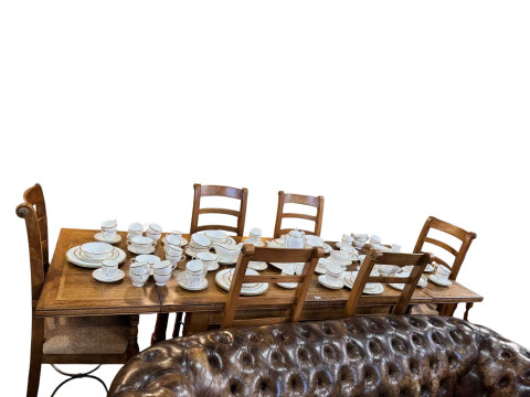 Barker & Stonehouse Flagstone rectangular dining table with two extension...