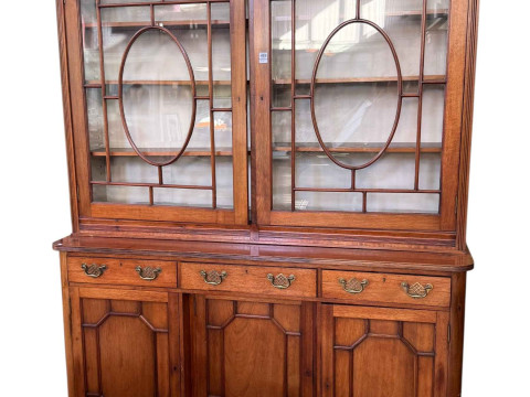 Victorian mahogany cabinet bookcase having two glazed panel doors above...
