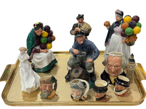 Five Royal Doulton figures and five character jugs.