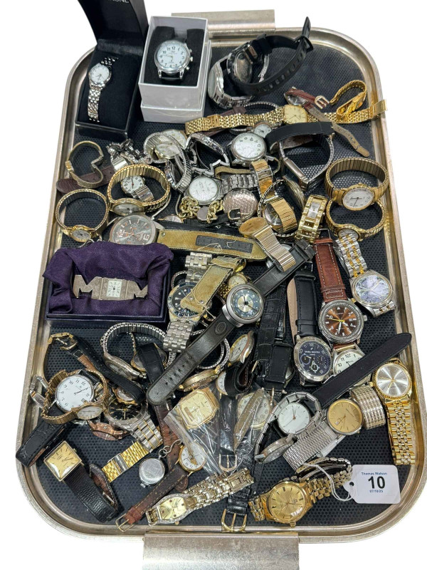 Large collection of wristwatches.