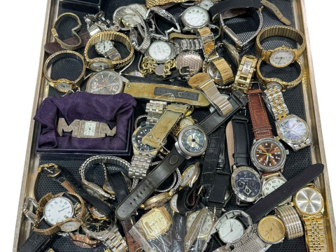 Large collection of wristwatches.