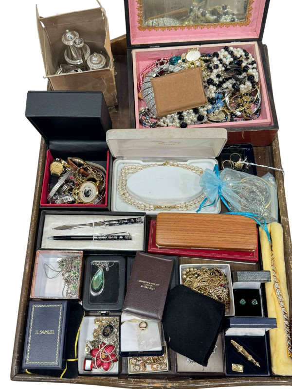 Large collection of costume jewellery, watches etc.