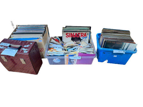Collection of LP and single records including Elvis.