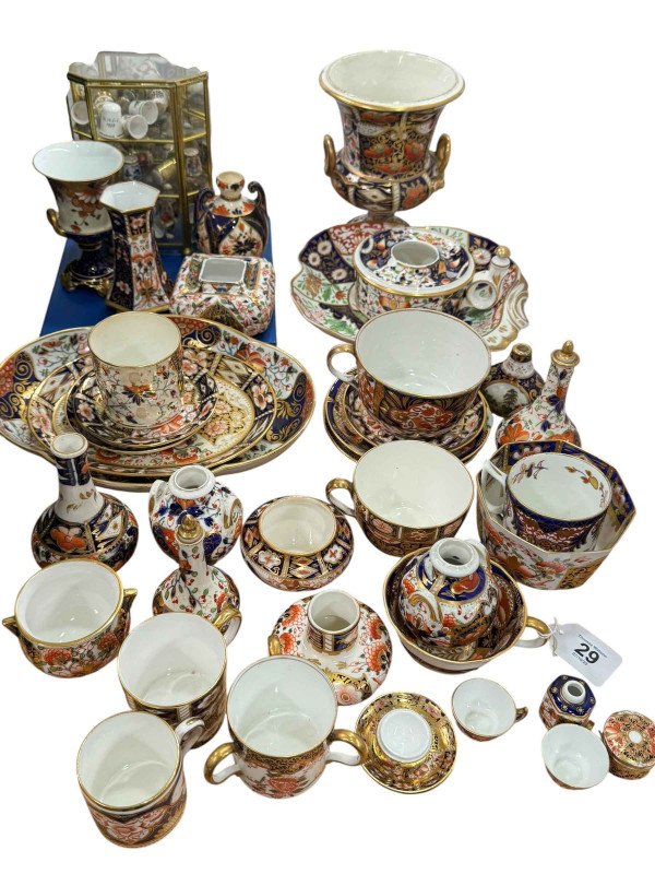 Collection of early decorative pottery, Royal Crown Derby thimbles, etc.