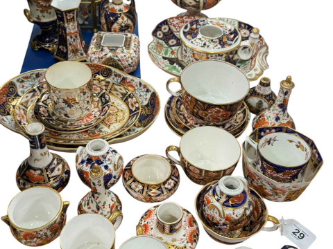 Collection of early decorative pottery, Royal Crown Derby thimbles, etc.