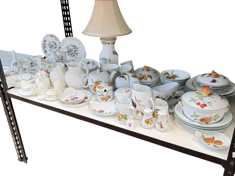 Collection of Royal Worcester Evesham, Aynsley Pembroke including table lamp, etc.