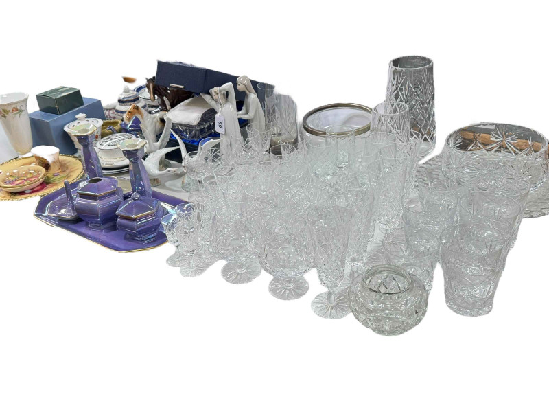 Collection of Lladro, Aynsley, Carlton Ware, glasswares, etc.