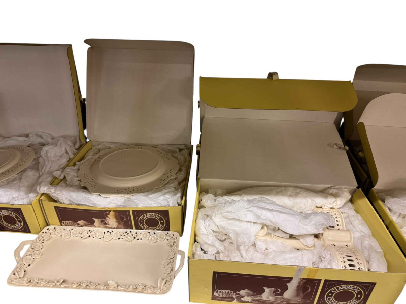 Good collection of classical creamwares including tureens, candlesticks, egg cups, etc, majority are boxed.