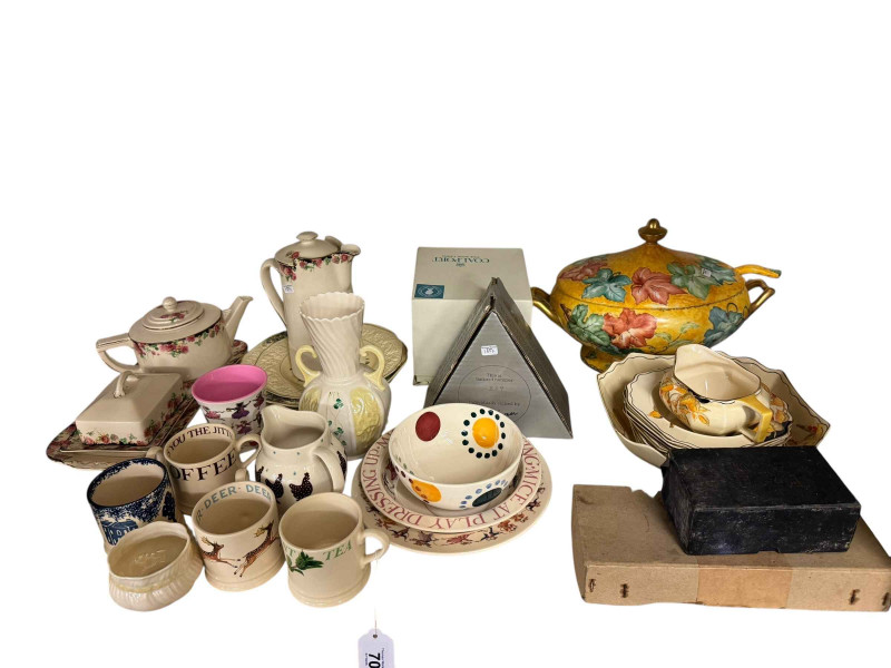 Emma Bridgewater pottery, Royal Doulton Clover, Frank Thrower tankard, etc.