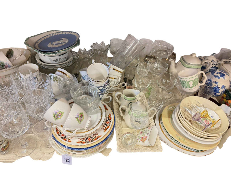 Large collection of decorative porcelain, figurines, glasswares, commemorative interest, etc.