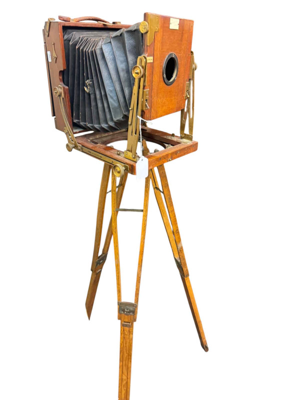 Vintage camera tripod stand, slides, opera glasses, vintage photographs, print, etc.