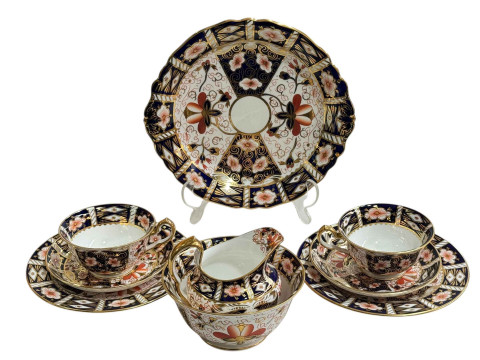 Royal Crown Derby Imari tea set comprising twelve cups, saucers and plates,...