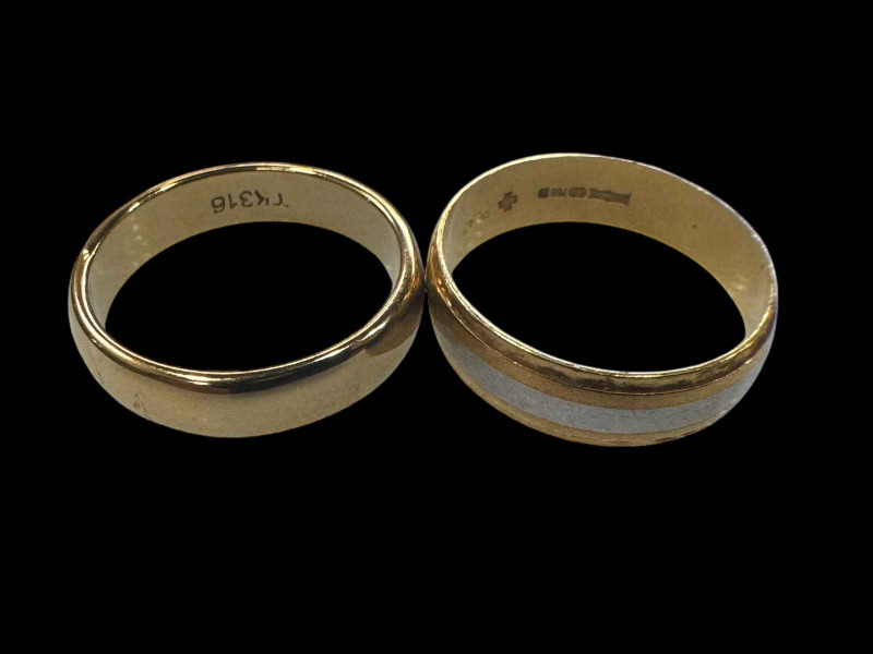 18 carat gold and platinum wedding band, and another ring (2).