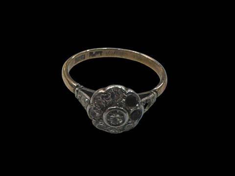 18 carat gold and platinum incomplete diamond cluster ring.