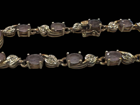 9 carat gold, amethyst and diamond bracelet. thumbnail