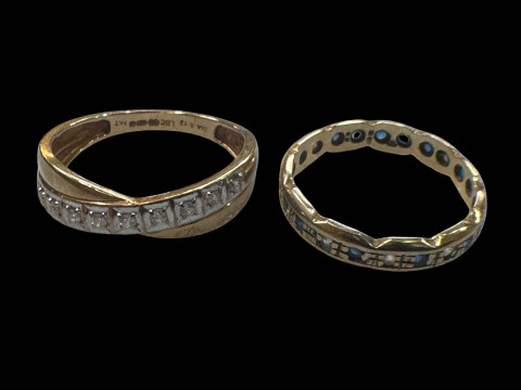 Two 9 carat gold gem set rings.
