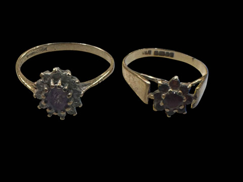 Two 9 carat gold gem set rings.