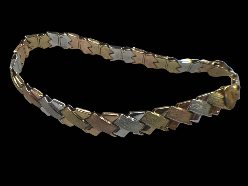 Italian 9 carat three colour gold bracelet.