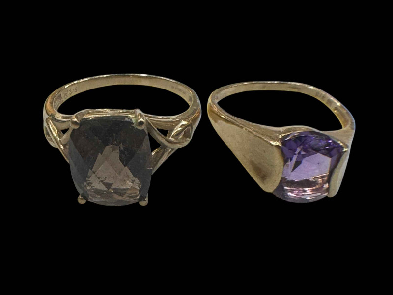 Two 9 carat gold gem set rings.