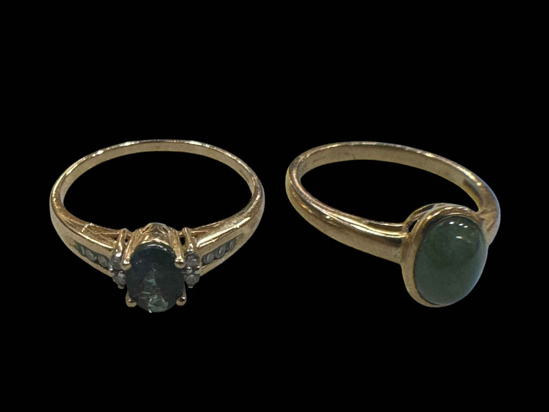 Two 9 carat gold gem set rings.