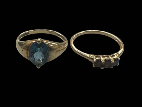 Two 9 carat gold gem set rings.