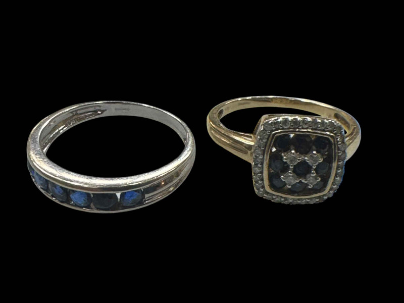 Two 9 carat white and yellow gold gem set rings.