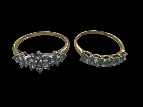 Two 9 carat gold gem set rings.