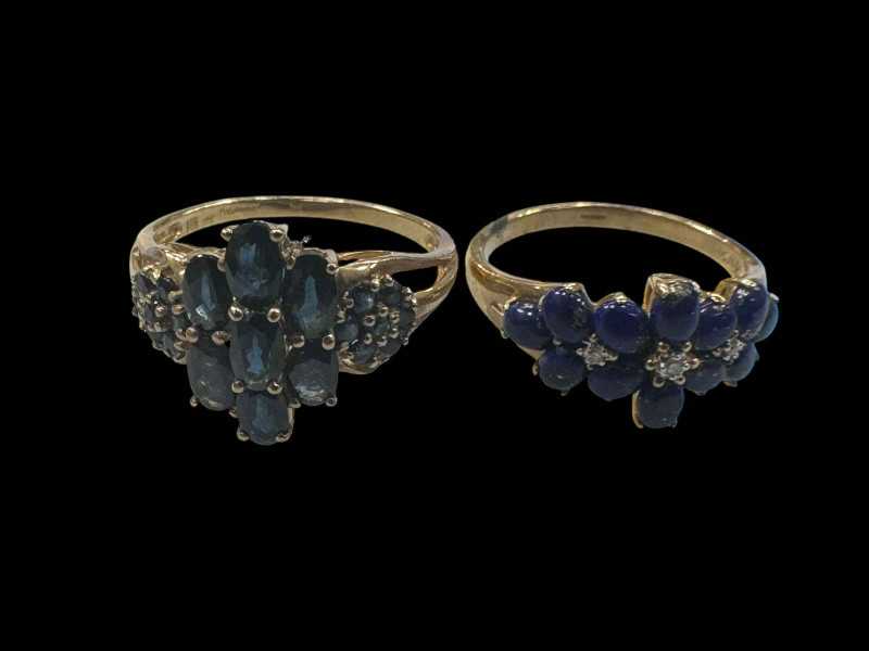 Two 9 carat gold gem set rings.