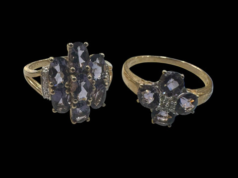 Two 9 carat gold gem set rings.
