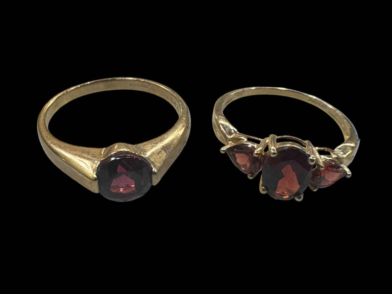 Two 9 carat gold gem set rings.