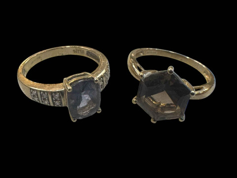 Two 9 carat gold gem set rings.