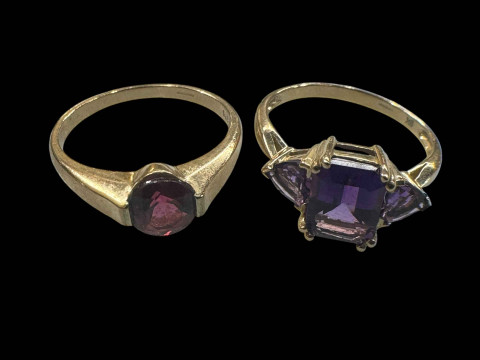 Two 9 carat gold gem set rings.
