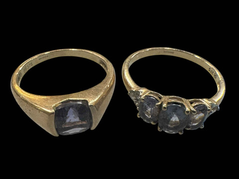 Two 9 carat gold gem set rings.