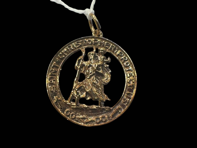9 carat gold St. Christopher pendant.