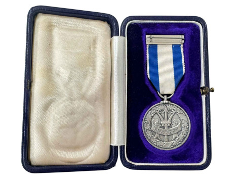 WWII Lloyd's War Medal for 'Bravery at Sea' medal to 'Chief Engineer Officer S.G. MOFFITT, M. V. MAJA 15th January 1945', in original leather medal case marked Fidentia. thumbnail