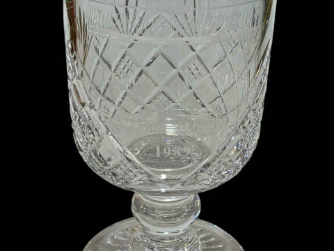 Large Tudor Crystal Goblet 'Ford Retail Dealer League Winner 1989', 27cm...