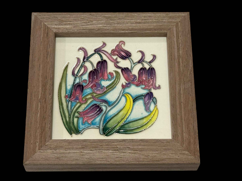 Boxed Moorcroft signed framed plaque.