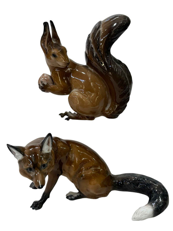 Rosenthal squirrel, 15cm, and Rosenthal fox (2).