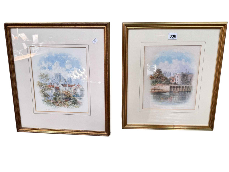 George Fall 1848-1925, York, pair watercolours, both signed, in gilt frames, 42.5cm by 38cm, including frames.