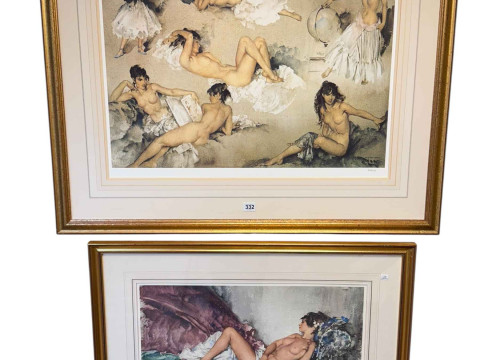 William Russell Flint, Variations II and Reclining Nude, two limited edition...