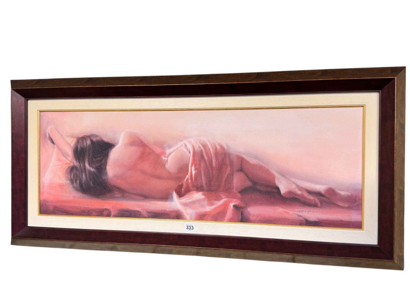 Talantbek Cherikov, Smooth Red Light, contemporary print, 33cm by 98cm, framed.