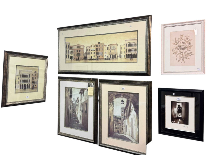 Roscino, four framed contemporary artworks and two framed prints (6).