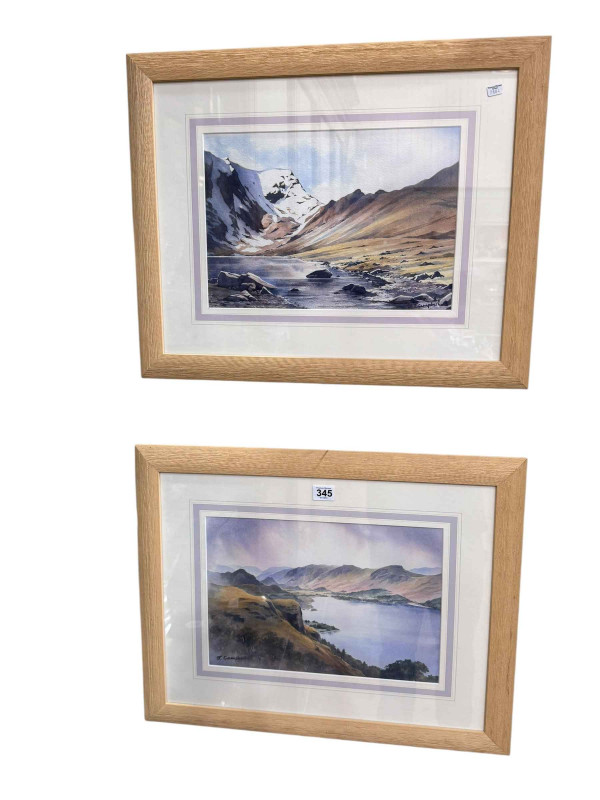 J Campbell, pair lakeland watercolours, both signed, 23.5cm by 34.5cm, framed.