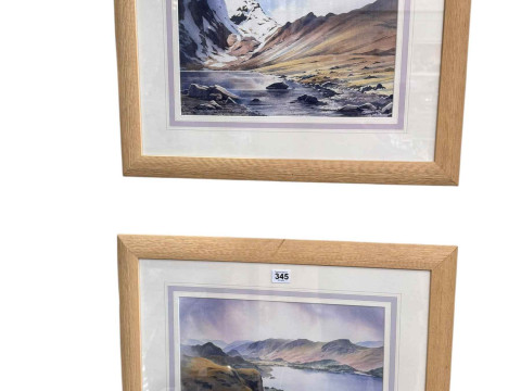J Campbell, pair lakeland watercolours, both signed, 23.5cm by 34.5cm,...