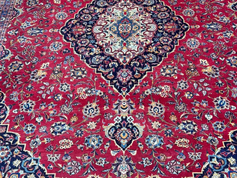 Iranian carpet with central medallion, 4.00 by 2.95. thumbnail