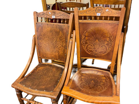Two similar Victorian rocking chairs and gilt framed bevelled wall mirror...