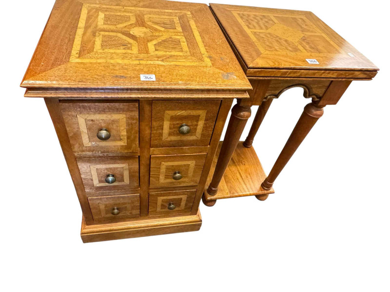 Barker & Stonehouse Flagstone six drawer pedestal chest, 77cm by 48cm by 48cm, and Barker & Stonehouse Flagstone two tier lamp table, 77cm by 40cm by 40cm.