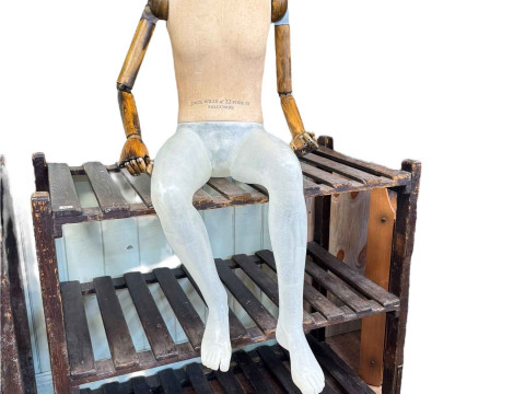 Jack Wills male mannequin with some damaged areas and associated three...