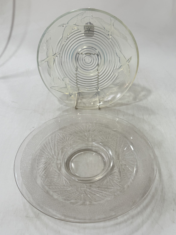 Two 1930's glass console bowls, one signed by Verame.